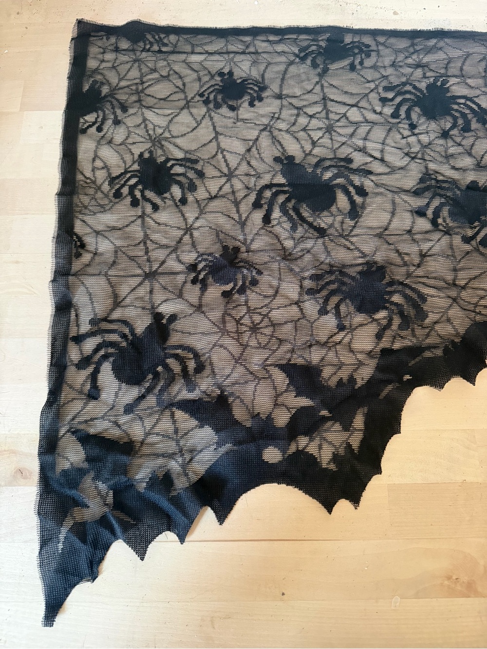 Spider lace table runner with spider web